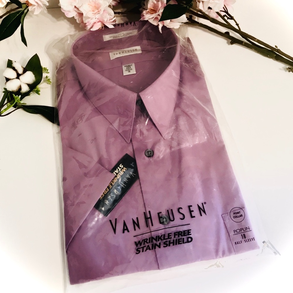🔥3/$15🔥Van Heusen Point Collar Poplin Half Slve